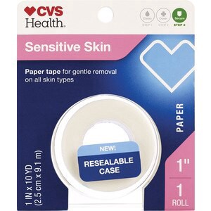 slide 1 of 1, CVS Health Sensitive Skin Gentle Paper Tape, 1 In X 10 Yd, 1 Pk, 1 ct