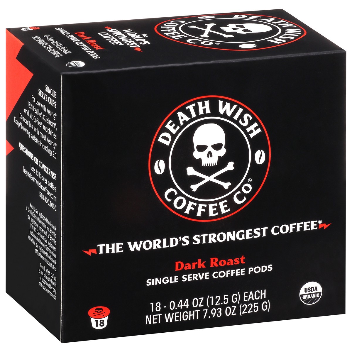 slide 8 of 9, Death Wish Coffee Co. Single Serve Pods Dark Roast Coffee - 18 ct, 18 ct
