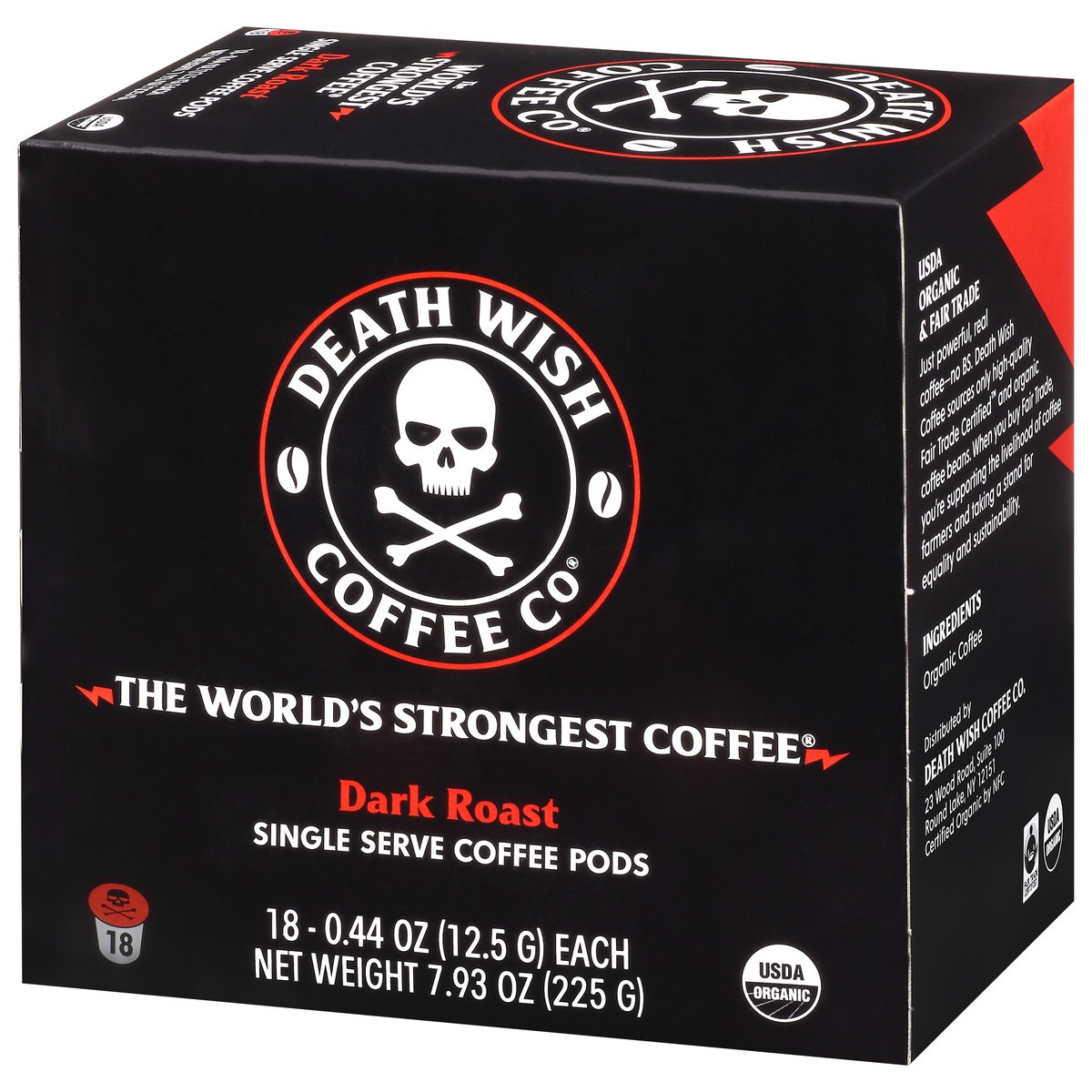 slide 9 of 9, Death Wish Coffee Co. Single Serve Pods Dark Roast Coffee - 18 ct, 18 ct