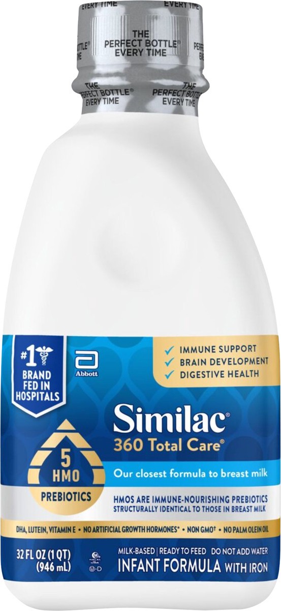 slide 4 of 9, Similac 360 Total Care Ready to Feed Milk-Based Infant Formula with Iron Baby 32 fl oz, 32 fl oz