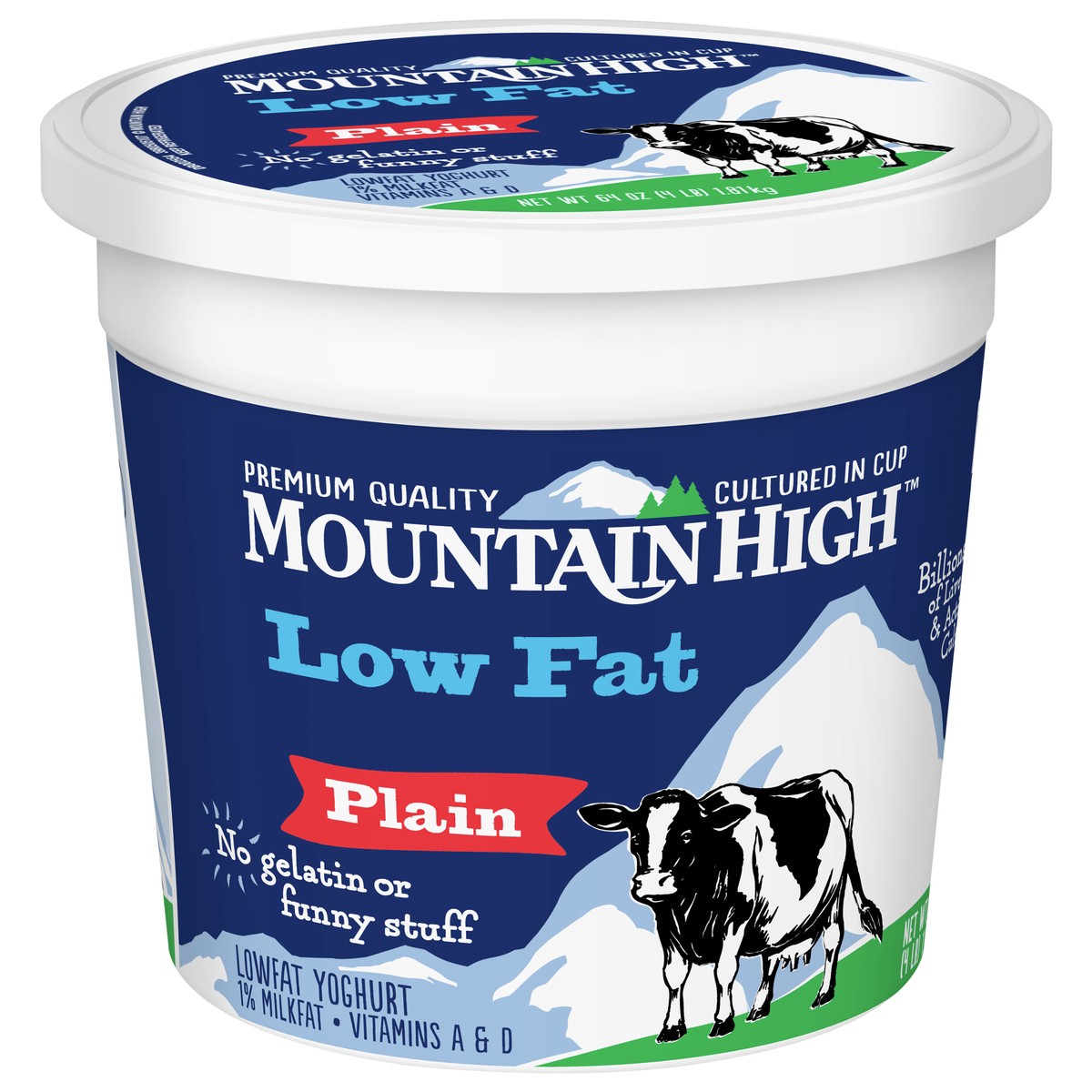 slide 7 of 9, Mountain High, Low Fat Yogurt, Plain, Gluten Free Snacks, 64 OZ Yogurt Container, 64 oz