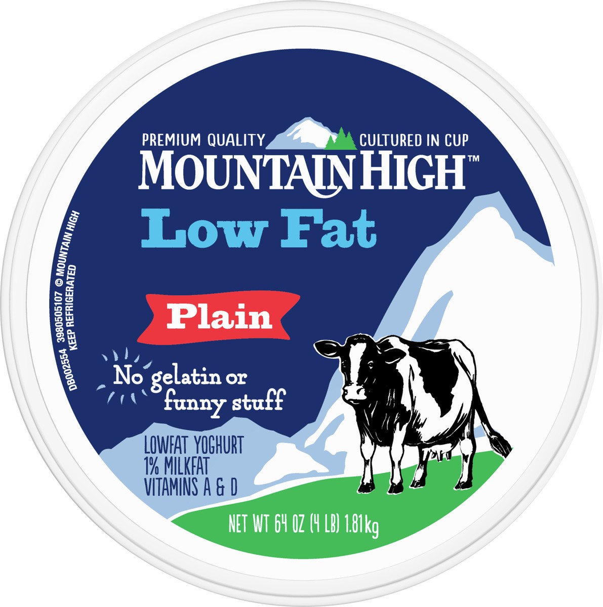 slide 9 of 9, Mountain High, Low Fat Yogurt, Plain, Gluten Free Snacks, 64 OZ Yogurt Container, 64 oz