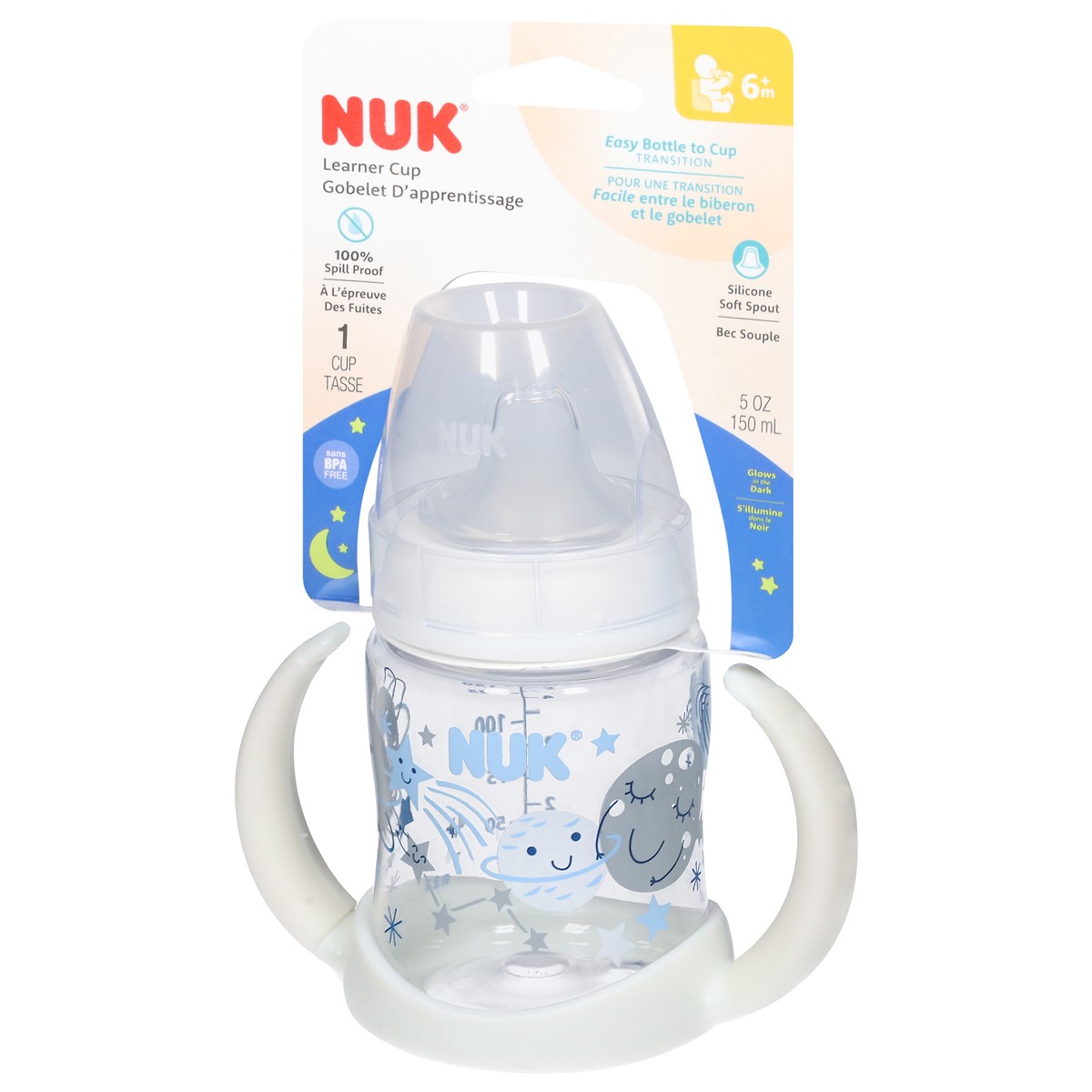 slide 4 of 9, Nuk Girl Glow In The Dark Learner Cup, 1 ct