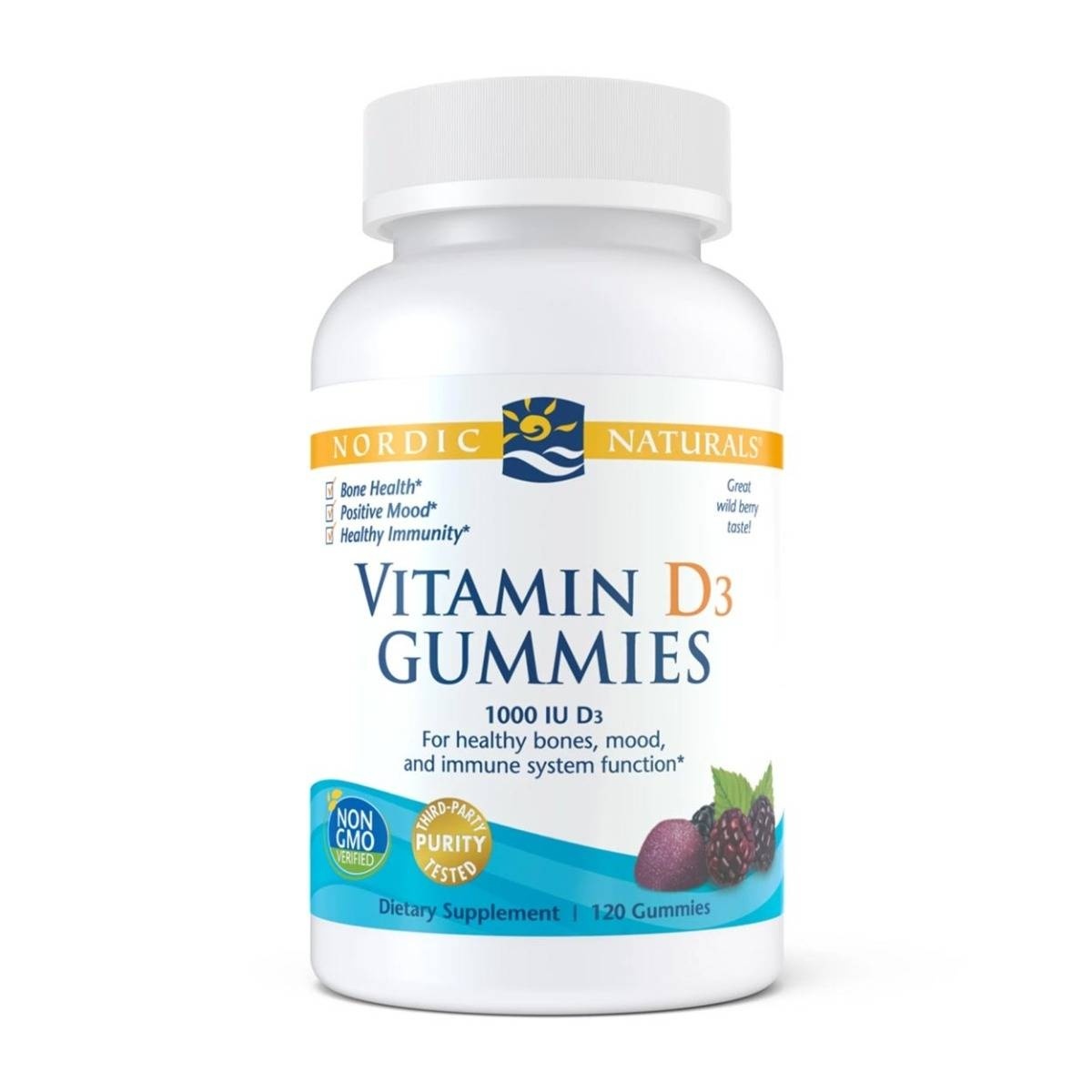 slide 1 of 1, Nordic Naturals Vitamin D3 Gummies Wild Berry, 120 ct