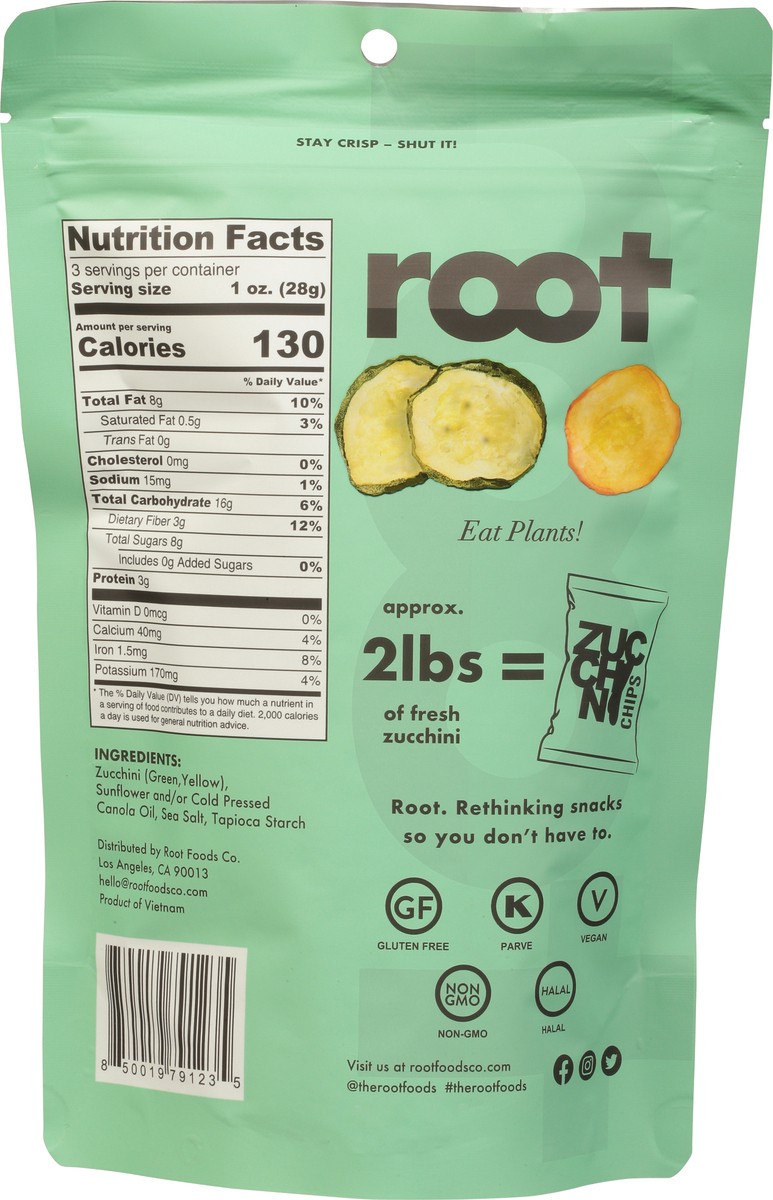 slide 3 of 9, Root Foods Zucchini Chips 2.5 oz, 2.75 oz