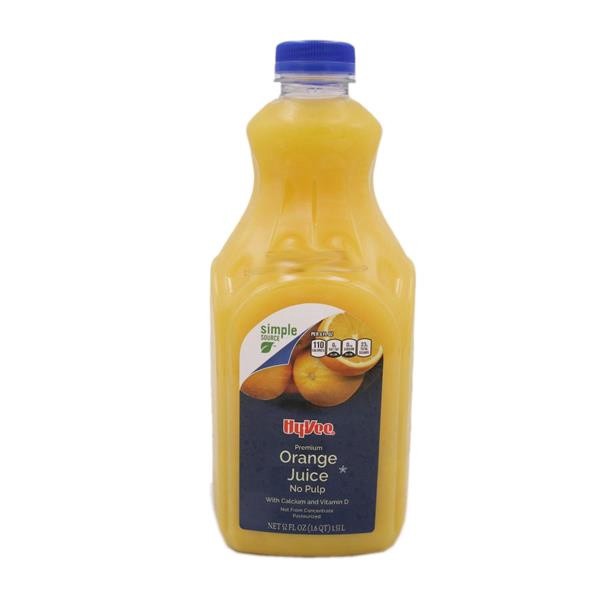 slide 1 of 1, Hy-Vee Orange Juice No Pulp With Calcium & Vitamin D - 52 fl oz, 52 fl oz