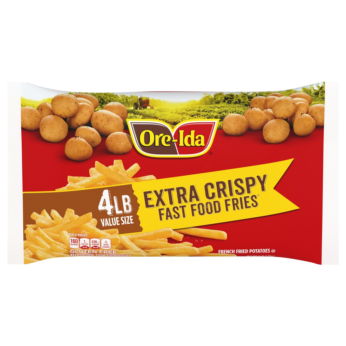 slide 1 of 14, Ore-Ida Extra Crispy Fast Food French Fries French Fried Frozen Potatoes Value Size, 4 lb Bag, 4 lb