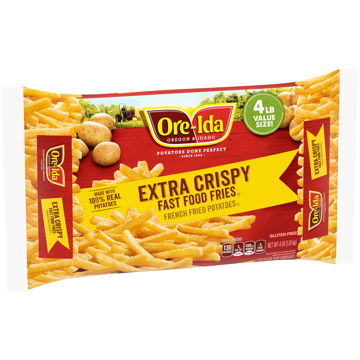 slide 14 of 14, Ore-Ida Extra Crispy Fast Food French Fries French Fried Frozen Potatoes Value Size, 4 lb Bag, 4 lb