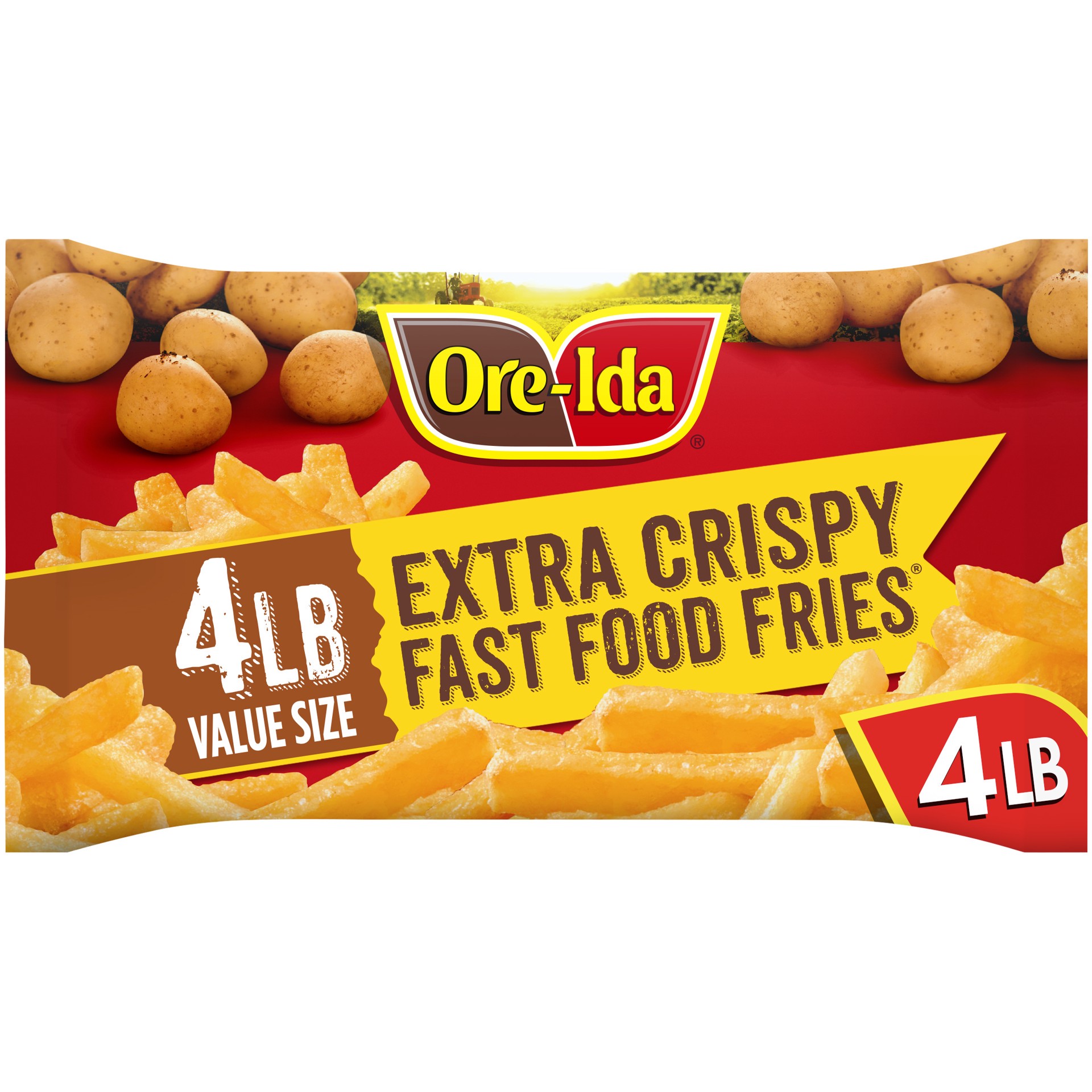 slide 1 of 14, Ore-Ida Extra Crispy Fast Food French Fries French Fried Frozen Potatoes Value Size, 4 lb Bag, 4 lb