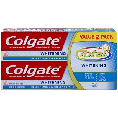 slide 1 of 1, Colgate Total Whitening Toothpaste, 2 ct; 6 oz