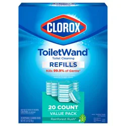 Clorox ToiletWand Disinfecting Refills, Disposable Wand Heads - Rain Forest Rush - 20 Count