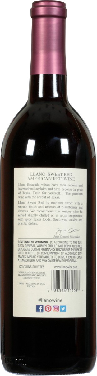 slide 5 of 10, Llano Estacado Sweet Red Wine, 750 ml