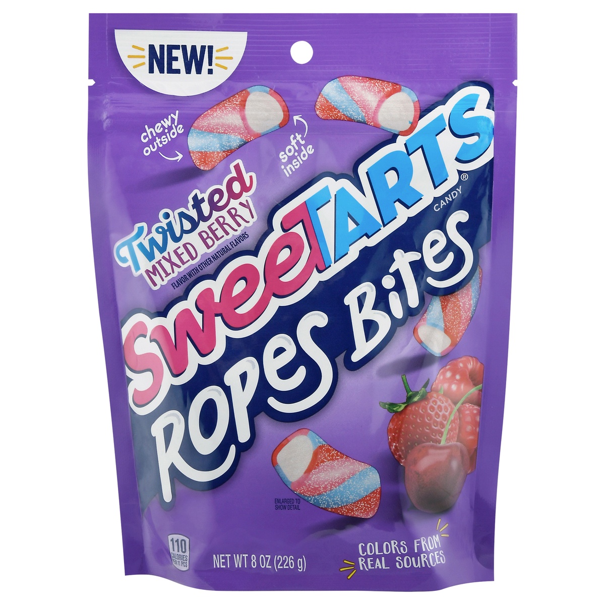 slide 1 of 1, SweeTARTS SweeTart Ropes Bites Twist Berry Stand Up Bag, 8 oz