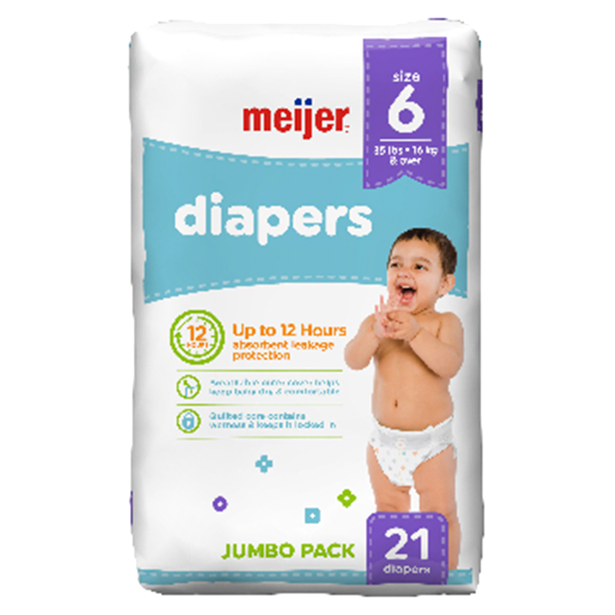 slide 1 of 1, Meijer Baby Diapers Jumbo, Size 6, 21 ct