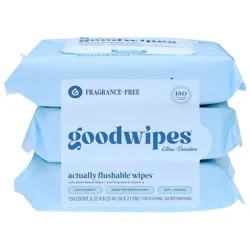 Goodwipes Ultra-Sensitive Flushable Wipes - Fragrance Free, 3 pk