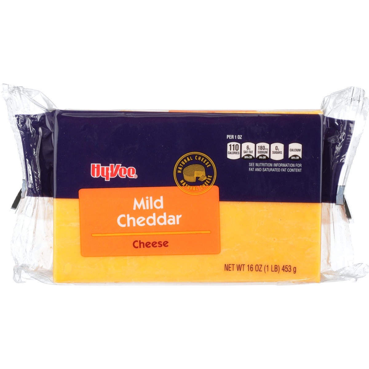 slide 4 of 8, Hy-vee Mild Cheddar Cheese, 16 oz