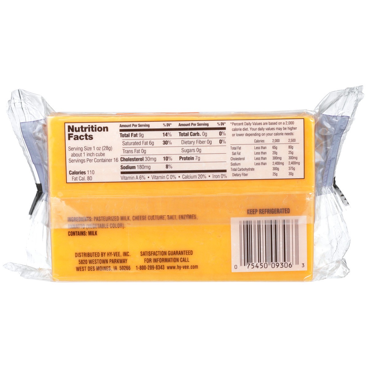 slide 5 of 8, Hy-vee Mild Cheddar Cheese, 16 oz