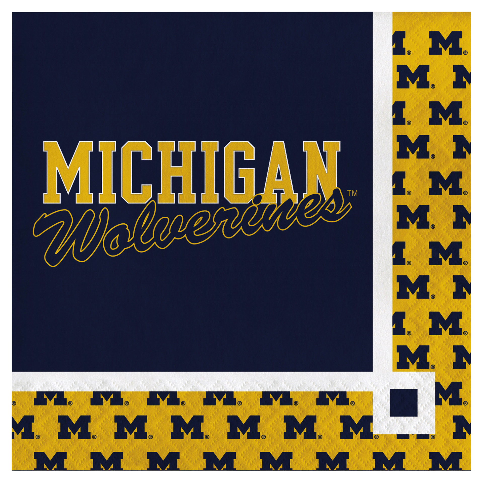 slide 1 of 1, University of Michigan Beverage Napkin, 20 ct