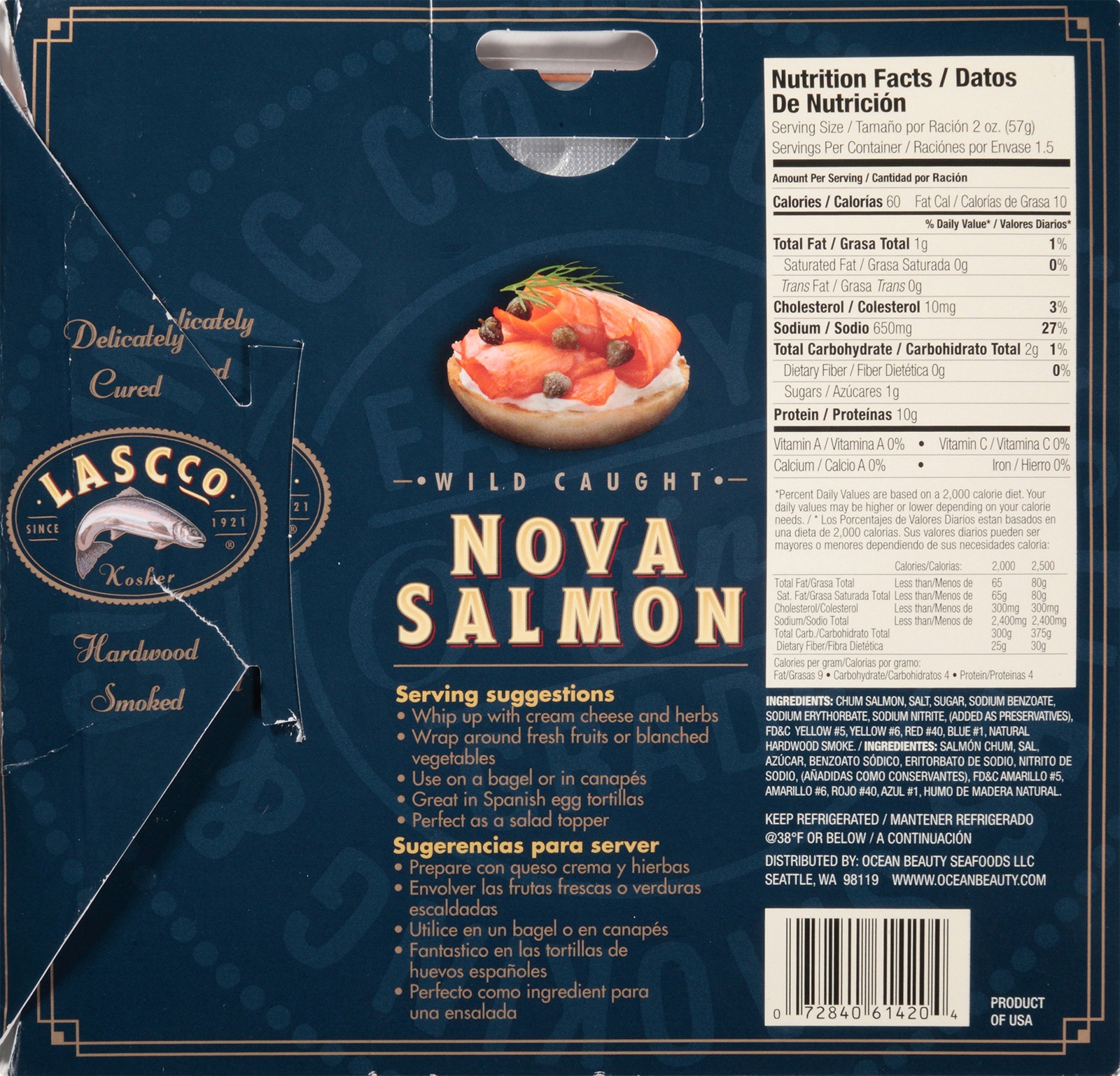 slide 5 of 6, LASCco Wild Caught Keta Nova Salmon 3 oz, 3 oz