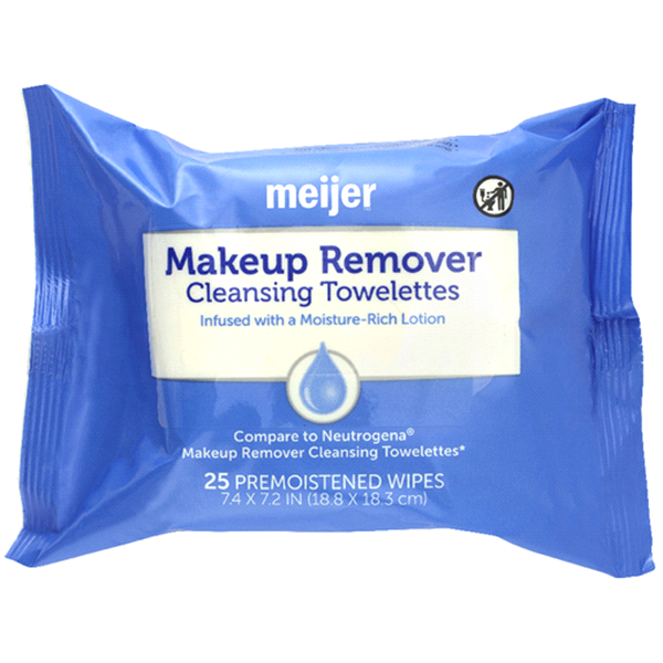 slide 1 of 1, Meijer Makeup Remover Cleansing Towelettes, 25 ct