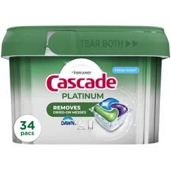 Cascade Platinum Action Pacs, Dishwasher Detergent, Fresh, 34ct