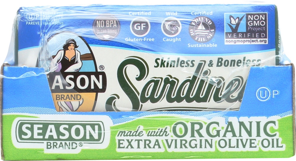 slide 1 of 1, Season Brand Sardines Skinless And Boneless Easy Peel, 4.375 oz