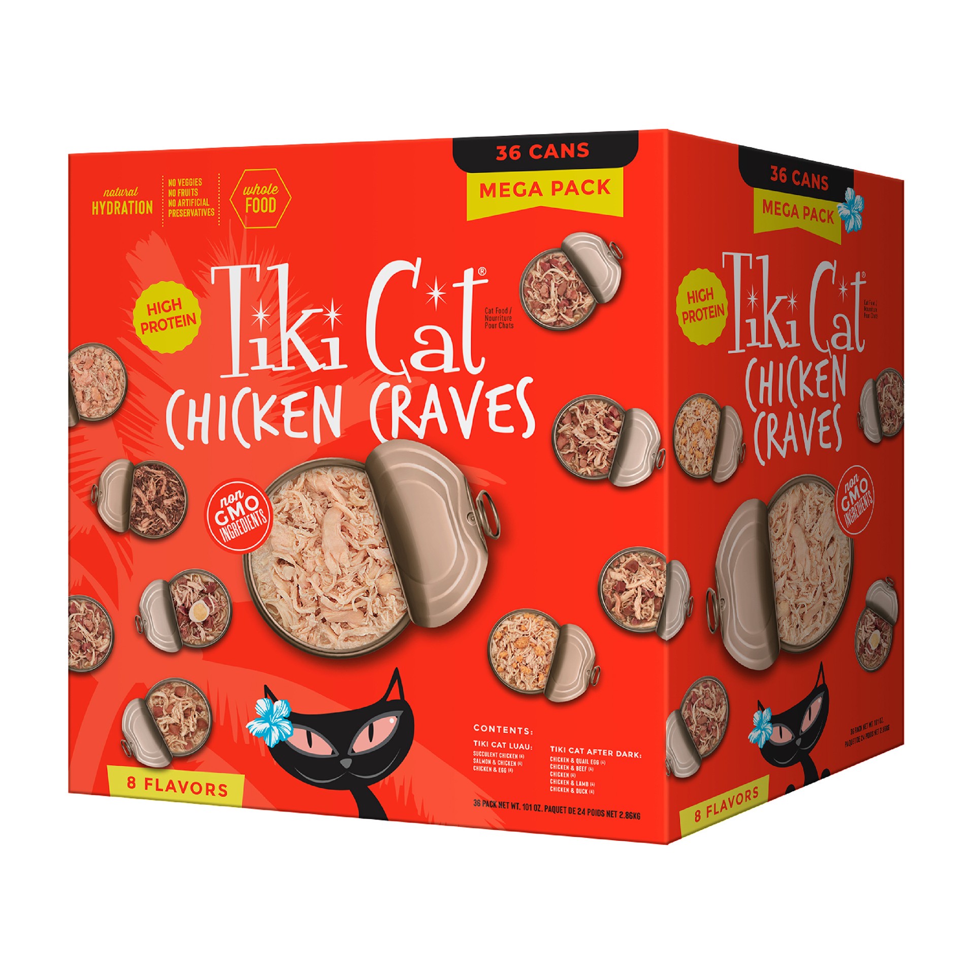 slide 1 of 6, Tiki Cat Chicken Craves Wet Cat Food Mega Pack, 2.8 oz., Count of 36, 101.60 oz