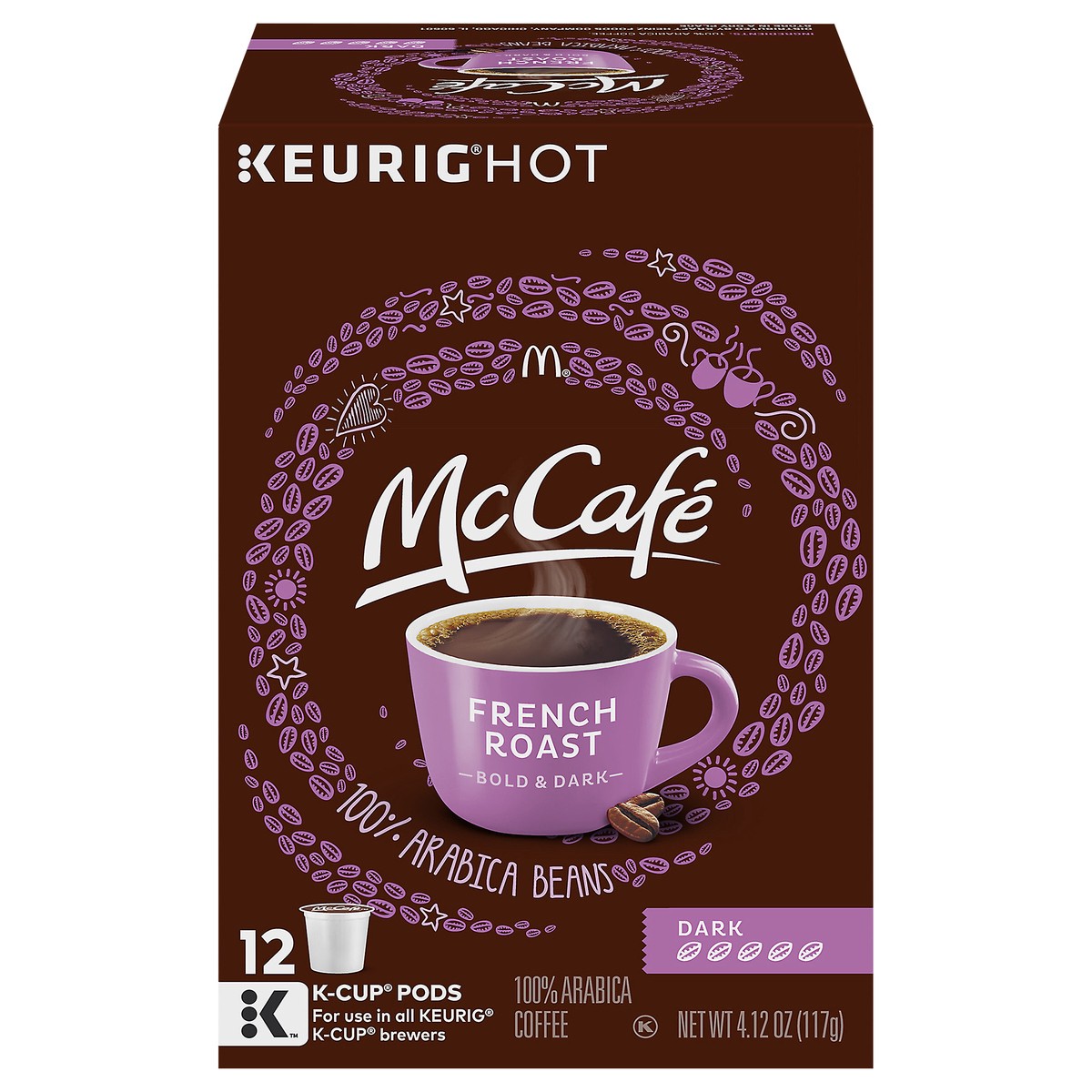 slide 1 of 8, McCafé French Roast, Single Serve Coffee Keurig K-Cup Pods, Dark Roast, 12 Count, 12 ct