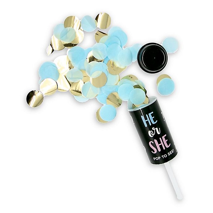 slide 2 of 7, Pearhead Gender Reveal Confetti Poppers, 2 ct