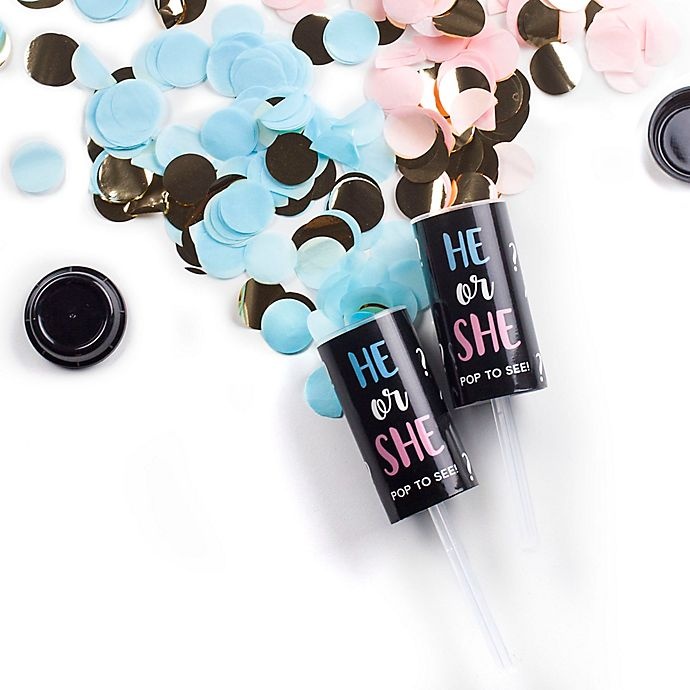 slide 1 of 7, Pearhead Gender Reveal Confetti Poppers, 2 ct