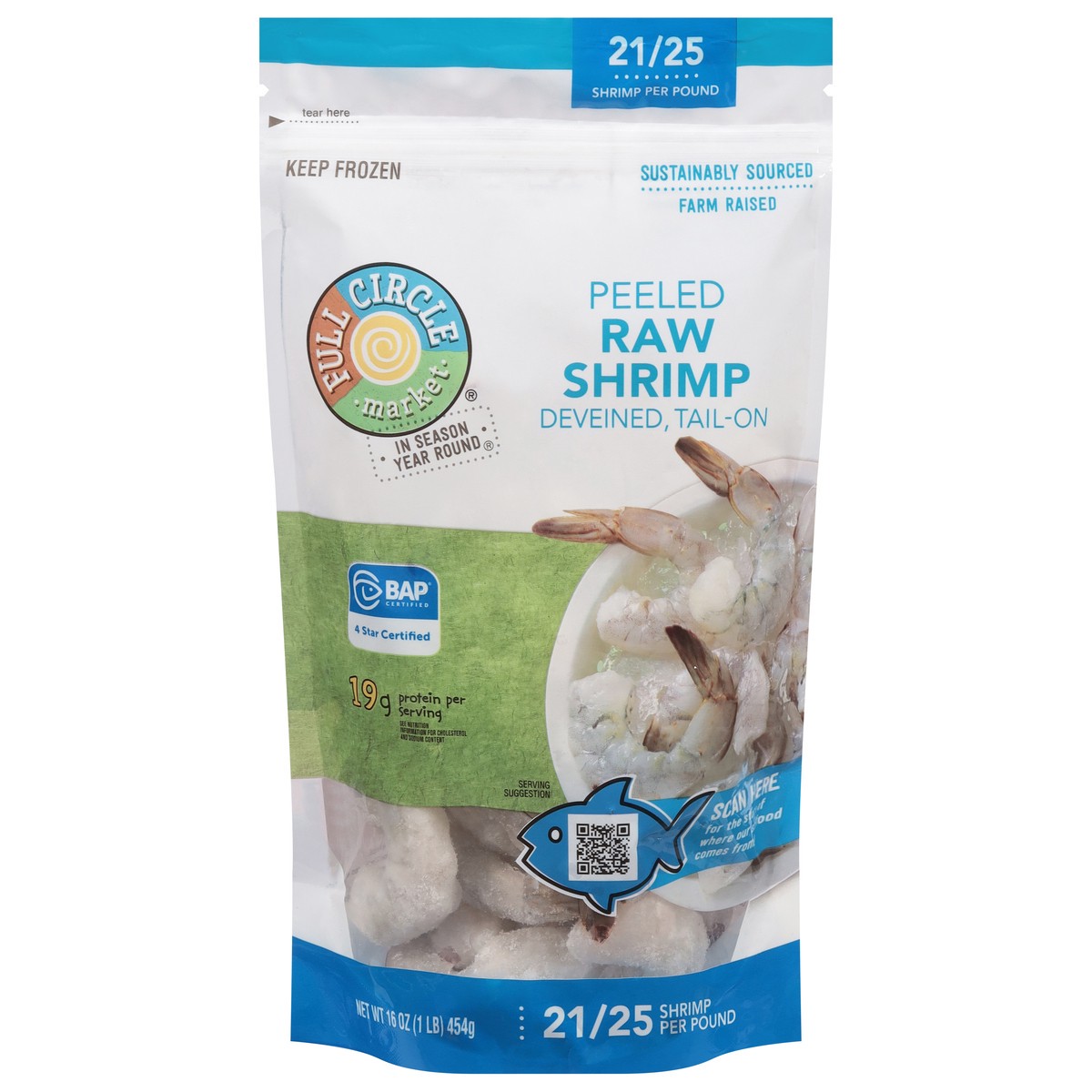 slide 1 of 14, Full Circle Market Tail-On Deveined Peeled Raw Shrimp 16 oz, 16 oz