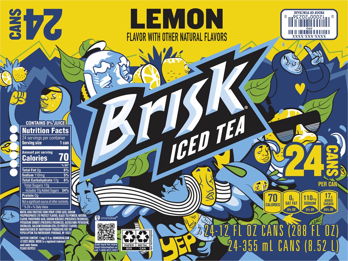 slide 2 of 6, Brisk Iced Tea - 24 ct, 24 ct; 12 fl oz