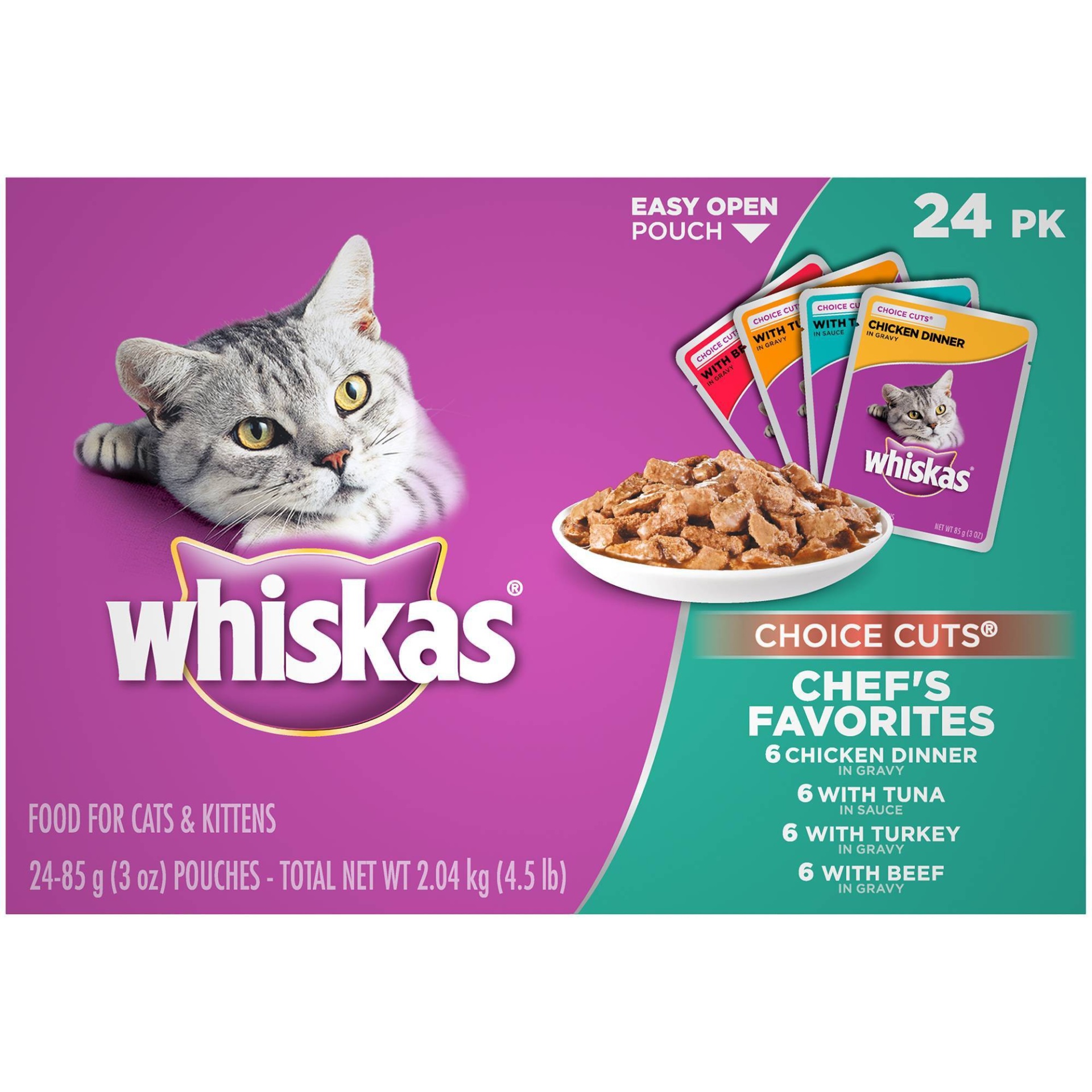 slide 1 of 9, Whiskas Food for Cats & Kittens 24 ea, 24 ct