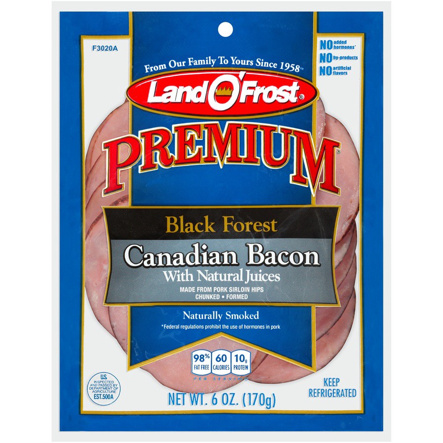 slide 1 of 6, Land O' Frost Black Forest Canadian Bacon 6 oz, 6 oz