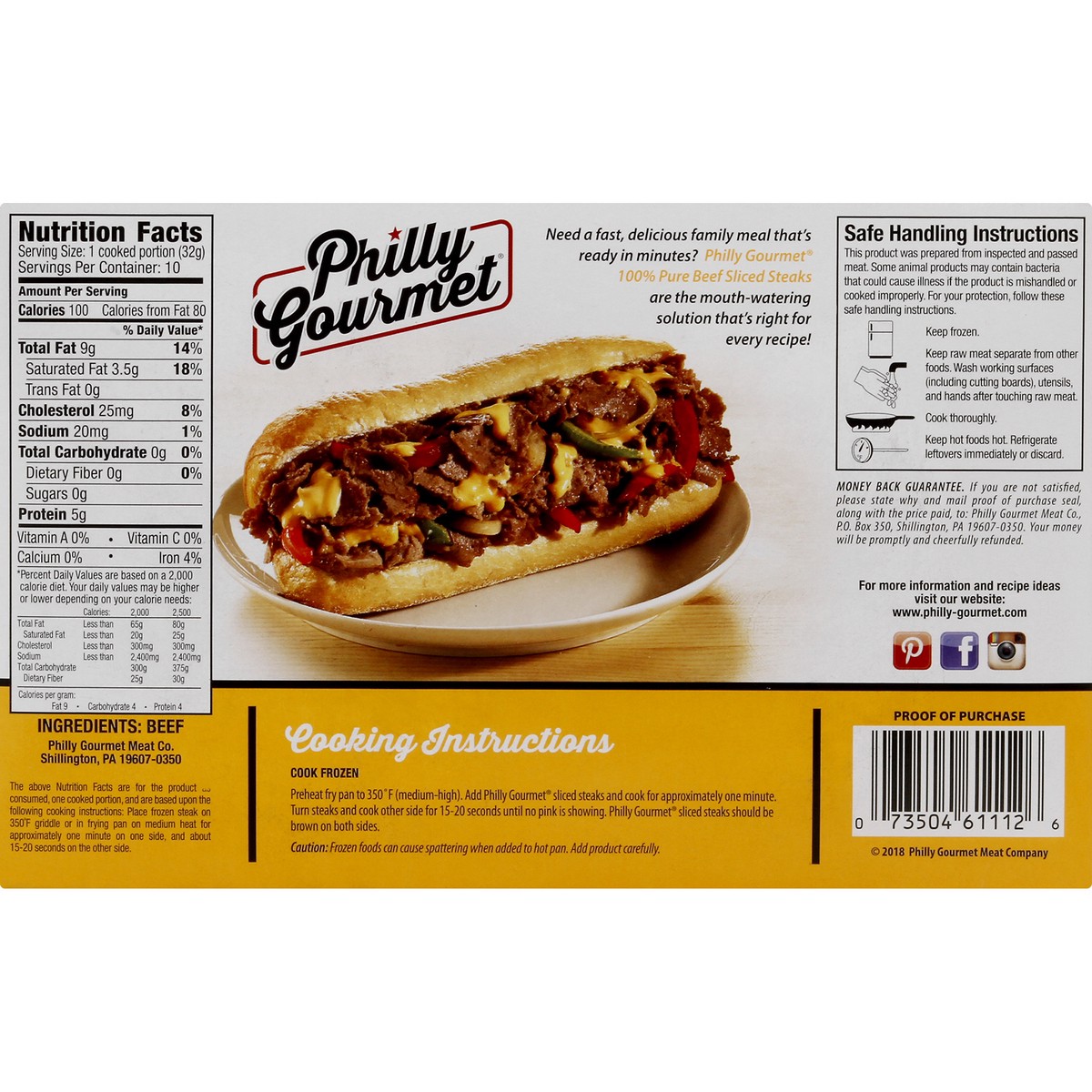 slide 4 of 12, Philly Gourmet Steaks 10 ea, 10 ct