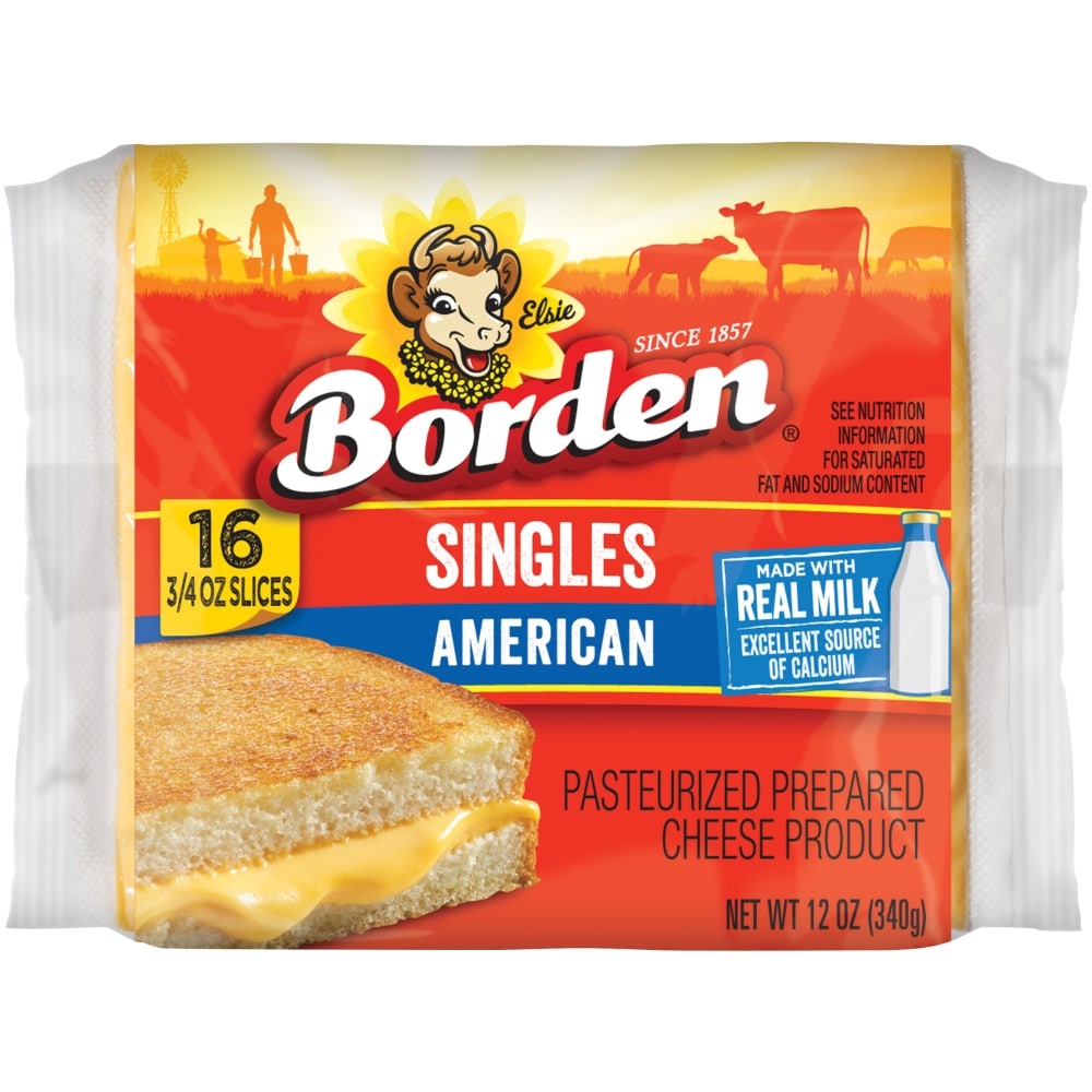 slide 1 of 1, Borden American Cheese Singles, 12 oz