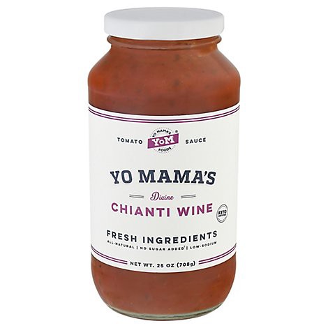slide 1 of 1, Yo Mama's Chianti Wine Fresh Tomato Sauce, 25 oz