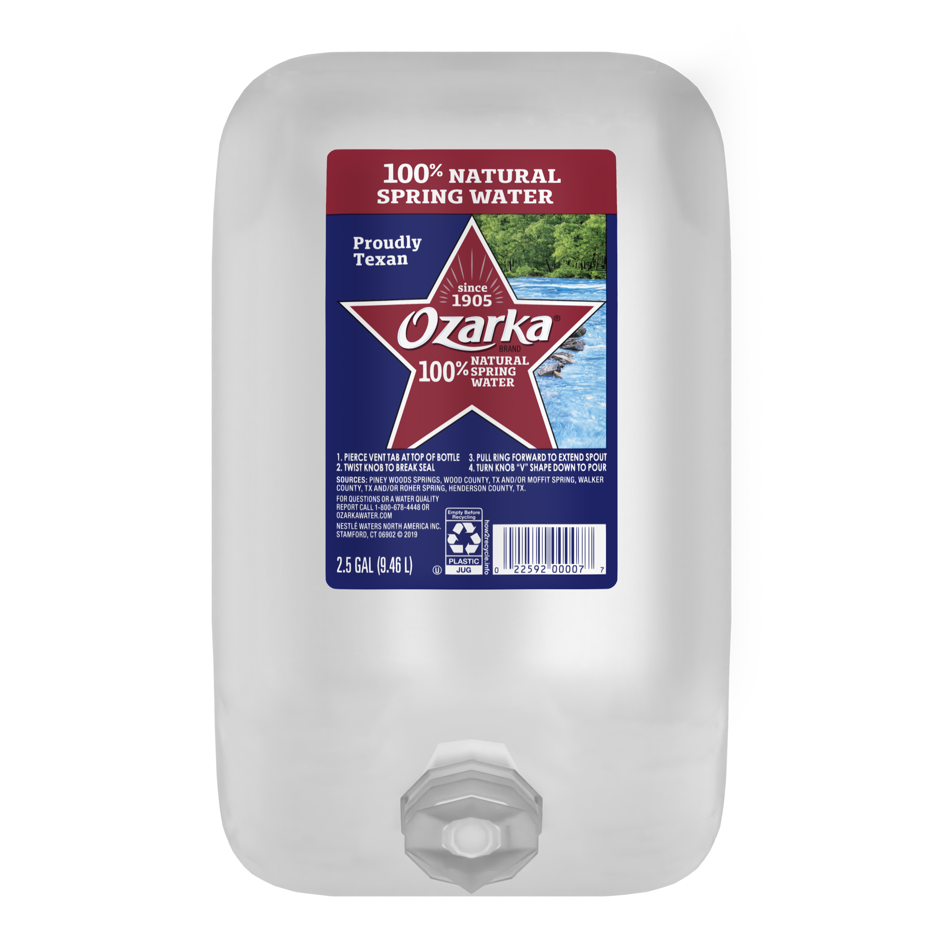 slide 1 of 7, OZARKA Brand 100% Natural Spring Water, 2.5-gallon jug, 2.50 g