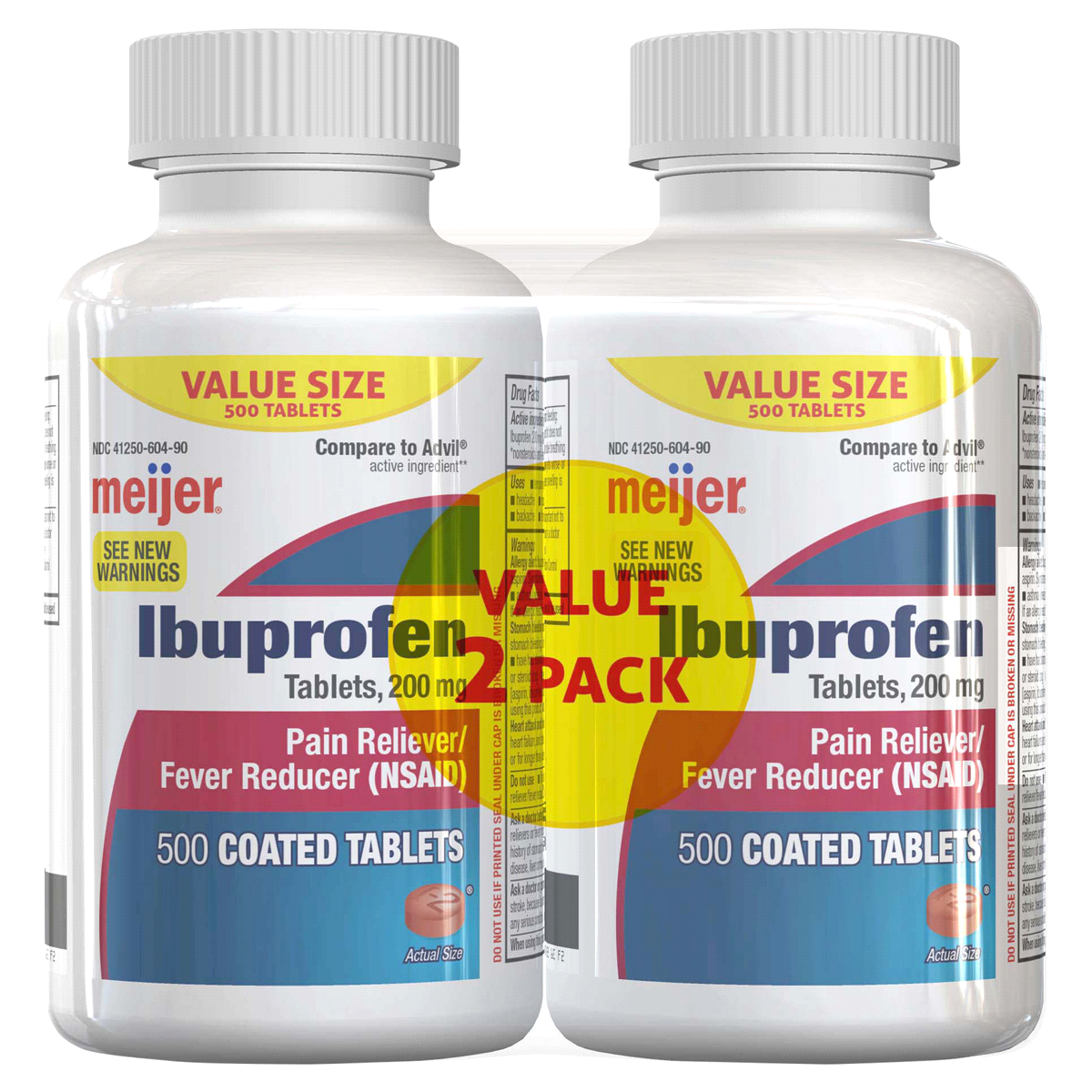 slide 1 of 1, Meijer Ibuprofen, Value Pack, 2 - 500 Tablets, 2 pk; 500 ct
