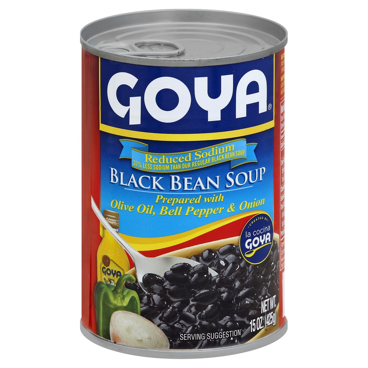 slide 3 of 3, Goya Black Bean Soup, Reduced Sodium, 15 oz