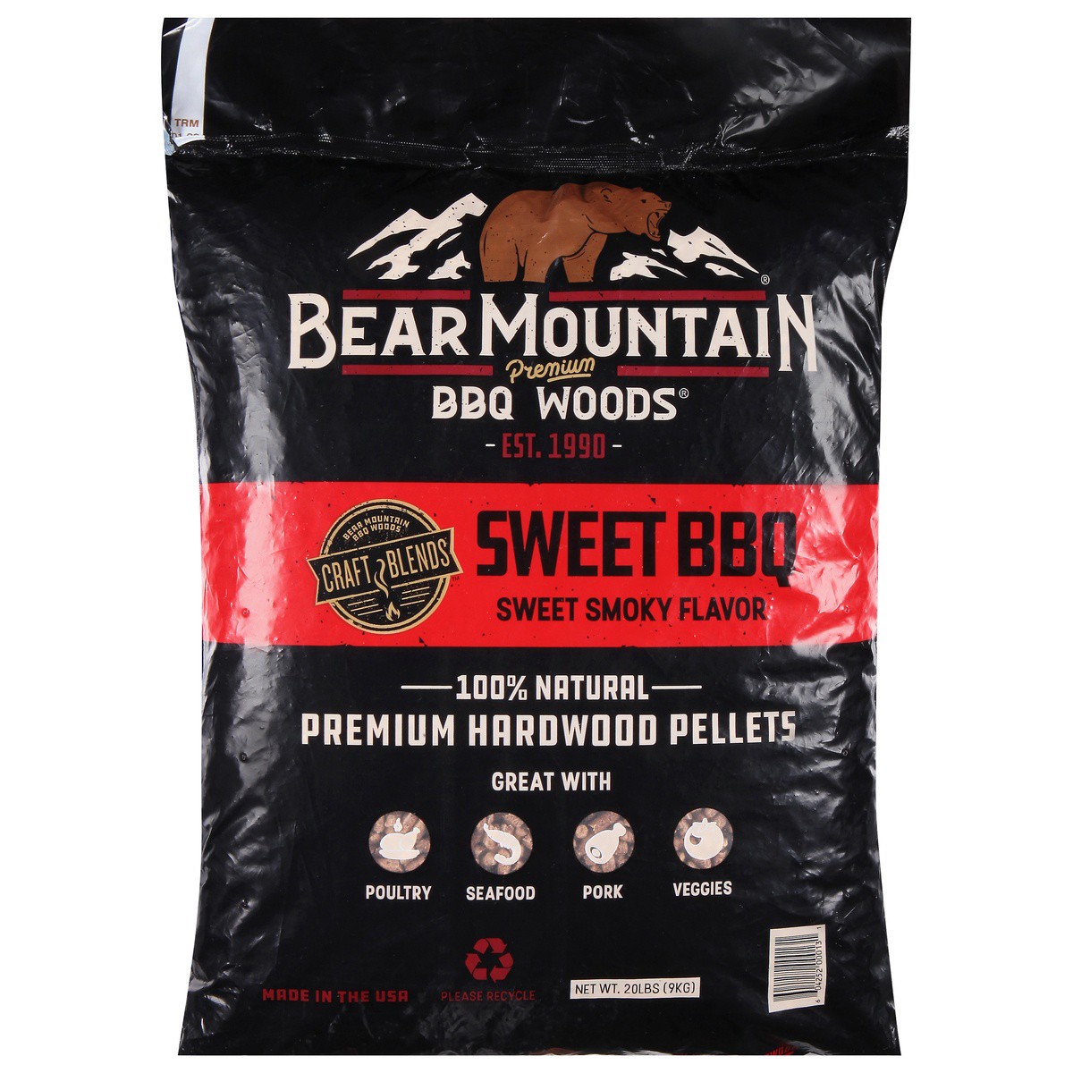 slide 1 of 9, Bear Mountain Hardwood Pellets Premium Sweet BBQ, 20 lb