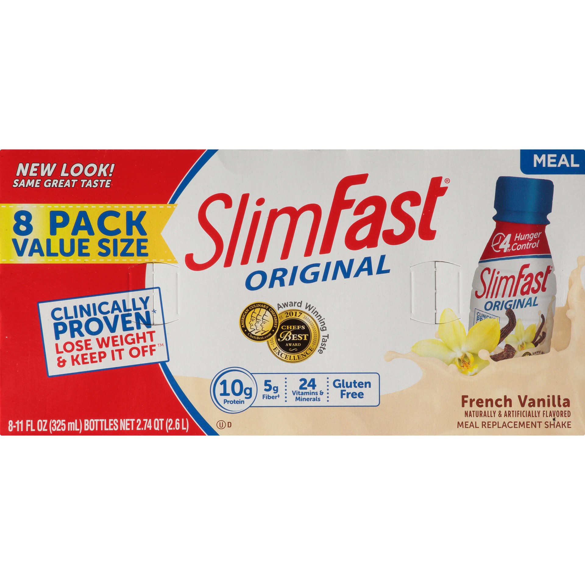 slide 9 of 9, SlimFast Meal Replacement Shake, French Vanilla, 8 Pack, 11 fl oz