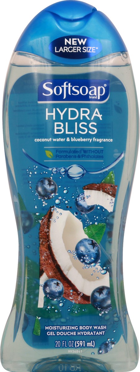 slide 2 of 12, Softsoap Hydra Bliss Moisturizing Coconut water & blueberry fragrance Body Wash 20 oz, 20 oz