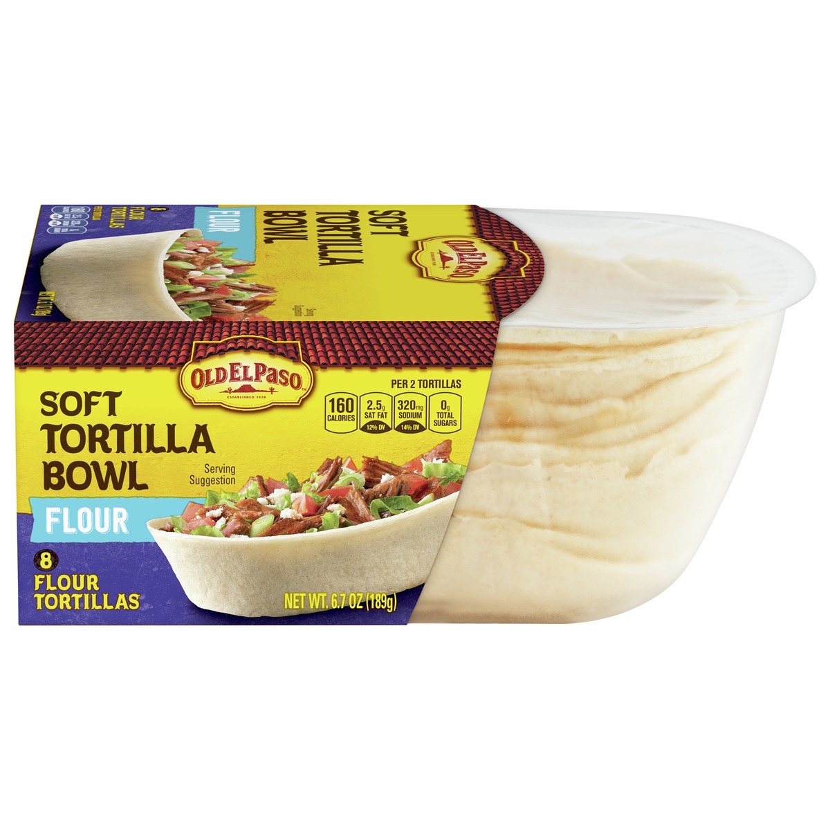 slide 1 of 1, Old El Paso Soft Tortilla Bowls, Flour, 8 ct., 6.7 oz., 8 ct