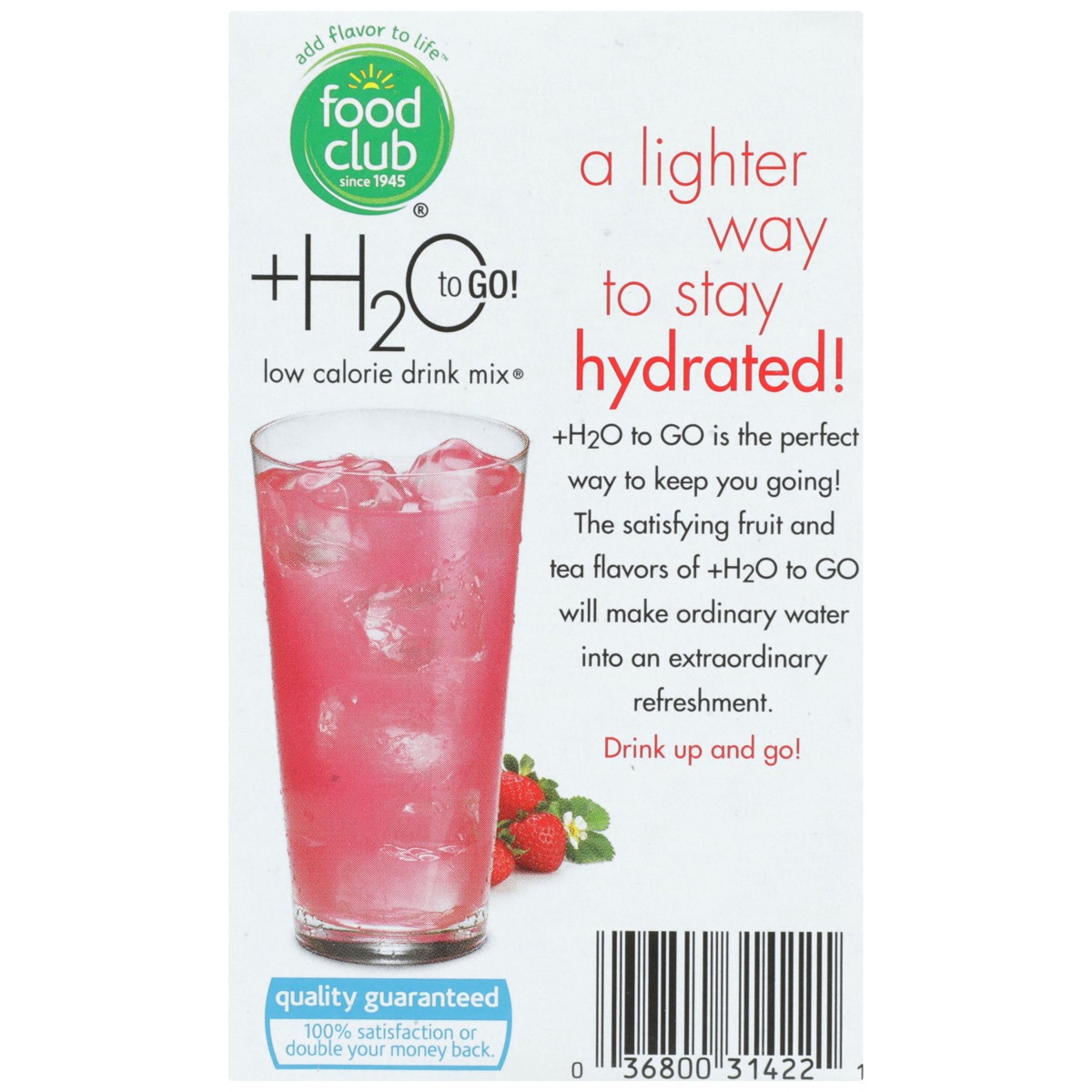 slide 7 of 9, Food Club +h2o To Go!, Wild Strawberry Energy Low Calorie Drink Mix, 10 ct