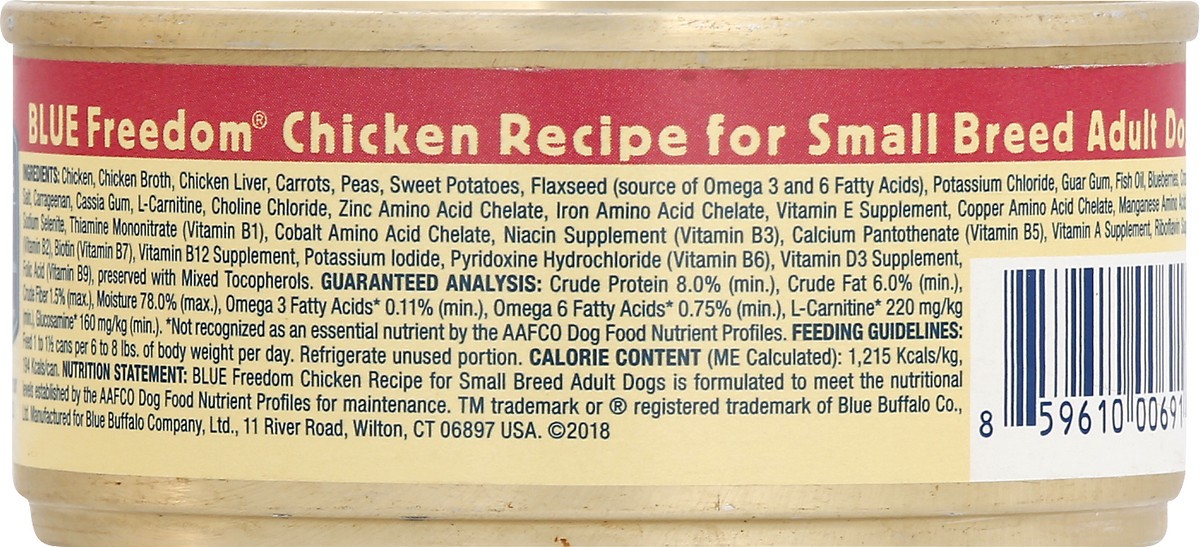 slide 7 of 9, Blue Buffalo Blue Freedom Grain-Free Small Breed Adult Chicken Recipe Food for Dogs 5.5 oz, 5.5 oz