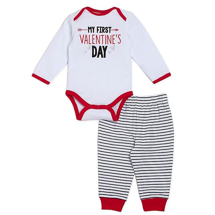 slide 1 of 1, babyGEAR Newborn My First Valentine's Day Bodysuit and Pant Set - Red, 2 ct