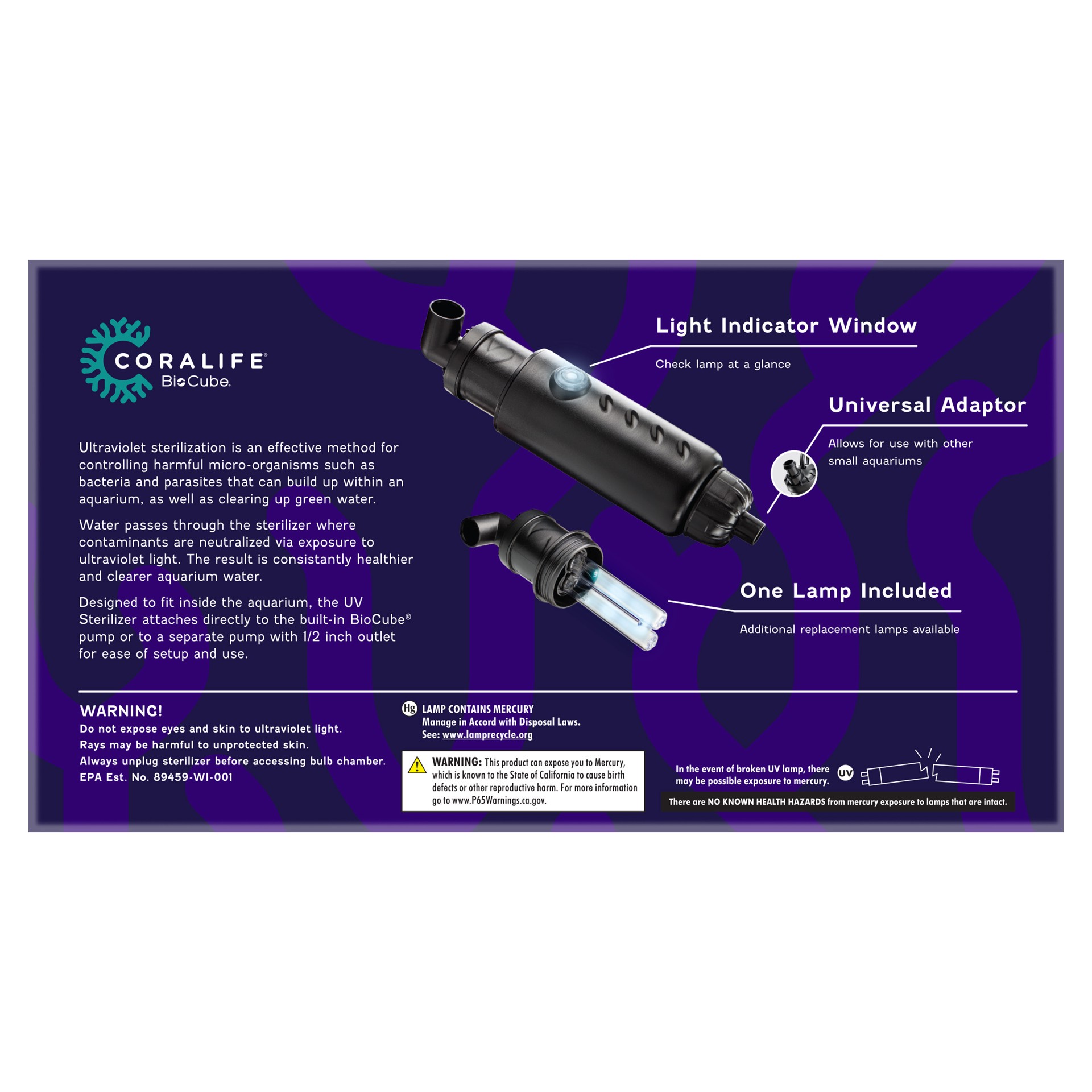 slide 3 of 10, Coralife Biocube Ultraviolet Sterilizer Mini, 5 Watt UV Lamp, 1 ct