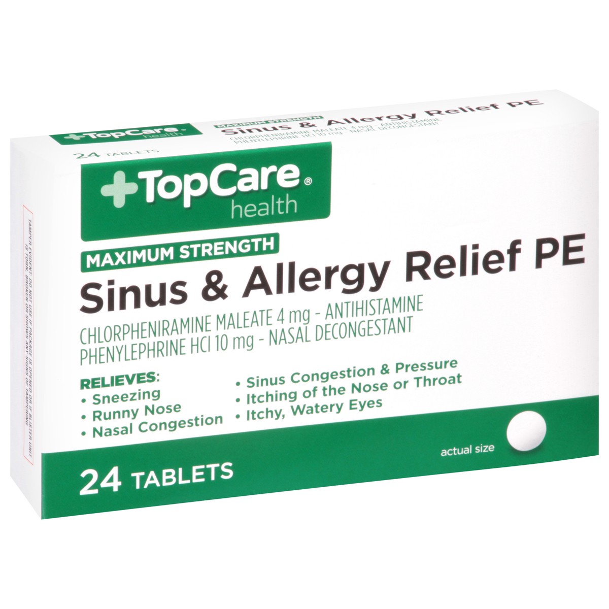 slide 2 of 9, TopCare TOP CARE Topcare Sinus & Allergy Pe, Maximum Strenght, 24 ct