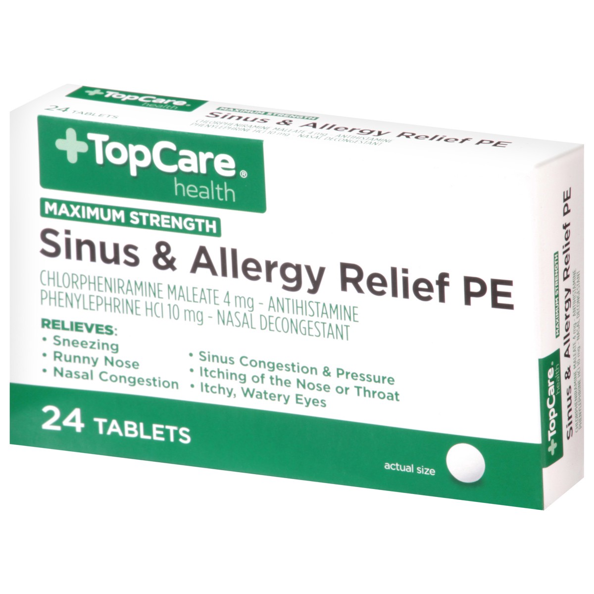 slide 3 of 9, TopCare TOP CARE Topcare Sinus & Allergy Pe, Maximum Strenght, 24 ct